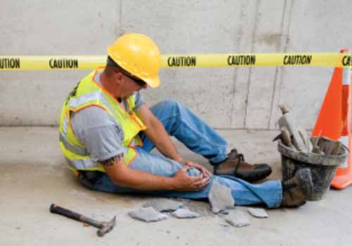 Injured construction worker on job site